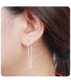 Perfect Chain Silver Ear Stud STS-3595
